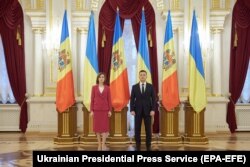 Președintele Volodimir Zelenski și președinta R. Moldova, Maia Sandu, la Kiev, 12 ianuarie 2021