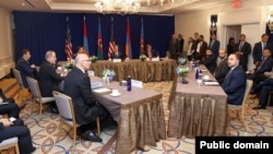 U.S. - Trilateral meeting of U.S. Secretary of State Antony Blinken, Armenian and Azerbaijani Foreign Ministers Ararat Mirzoyan and Jeyhun Bayramov, New York, September 26, 2024 