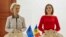 Ursula von der Leyen în timpul vizitei la Chișinău din octombrie 2023, cu președinta R. Moldova, Maia Sandu. 