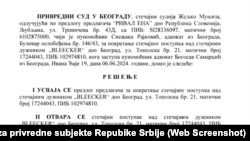 Odluka Privrednog suda Srbije o uvođenju stečaja u kompaniji "Bleecker"
