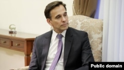 Armenia - U.S. Deputy Assistant Secretary of State Josh Huck at a meeting with Armenian Foreign Minister Ararat Mirzoyan, May 29, 2025.