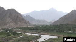 Armenia - A view of the Armenian-Iranian border from Syunik.