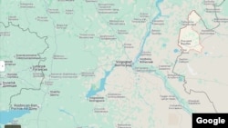 Батыс Қазақстан облысы Жәнібек ауданы аумағы қызыл түсті сызықпен берілген Google-картадан скриншот