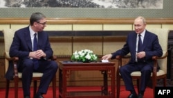 Predsednik Srbije Aleksandar Vučić i predsednik Rusije Vladimir Putin u Pekingu, 2. septembar 2025. 