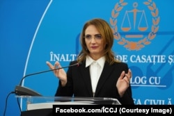 Lia Savonea, președinta Înaltei Curți de Casație și Justiție (ICCJ), pe 9 decembrie 2025, la conferința „Justiția și societatea civilă în dialog”, de Ziua Internațională Anticorupție.