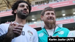 Мохамед Салах и Рамзан Кадыров на стадионе &quot;Ахмат-Арена&quot;, 10 июня