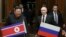 Russian President Vladimir Putin, right, and North Korea's leader Kim Jong Un during their meeting in June. 