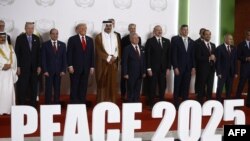 رئیس‌جمهور امریکا و سران سایر کشورها در مراسم امضای توافق آتش‌بس غزه در شهر شرم‌الشیخ مصر