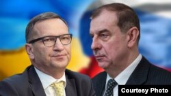 Орусиянын Кыргызстандагы элчиси Андрей Крутько (солдо) менен Украинанын Кыргызстандагы элчиси Николай Дорошенко. 