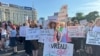 Romania - Protest. A pregnant young woman is killed in the street by a man who had abused her since she was 14. Bucharest, June 3, 2025
